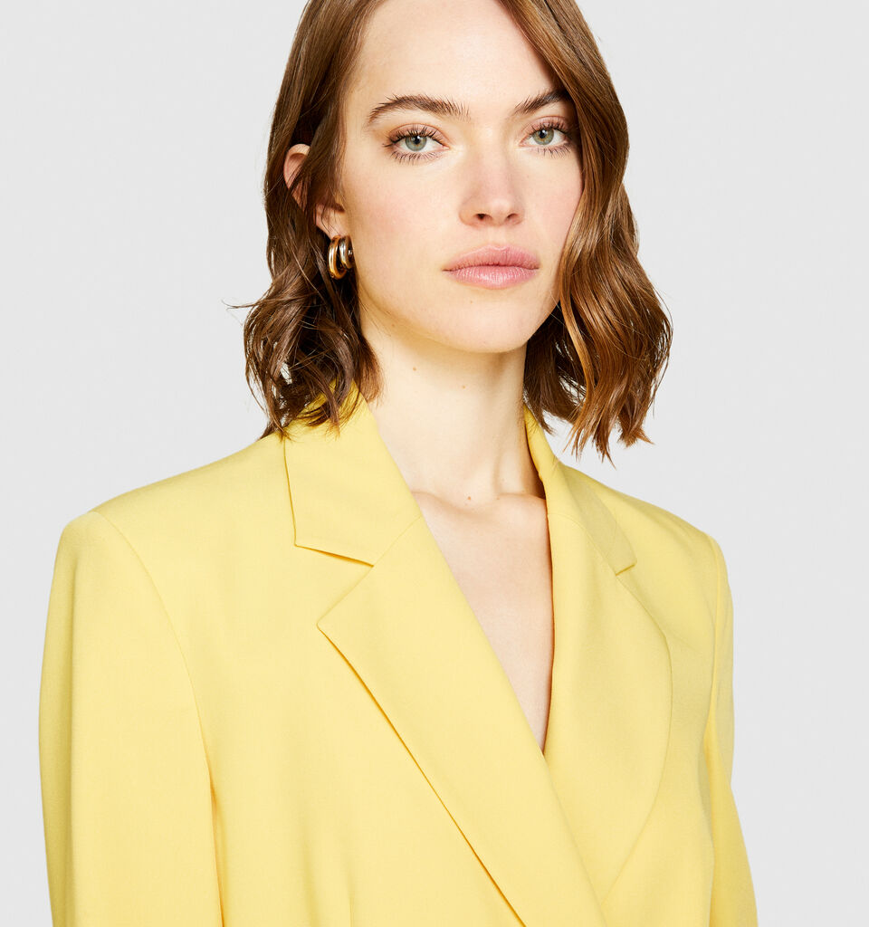 Double-breasted slim fit blazer - women's blazers - Yellow | Sisley image number 5